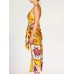 MORPHEW COLLECTION Yellow & Red Bias Cut Silk Jacquard Sagittarius Multi-Way Scarf Dress