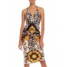 MORPHEW COLLECTION Black, White & Gold Silk Twill Status Print Scarf Dress Made From Vintage Scarves