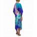 MORPHEW COLLECTION Blue & Purple Silk Floral 2-Scarf Dress Made From Pierre Cardin Vintage Scarves