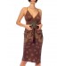 Morphew Collection Chocolate Brown, Red & Green Silk Scarf Dress Made From Valentino Vintage