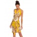 MORPHEW COLLECTION Yellow & Beige Silk Sagittarius Dress Made From Vintage Scarves