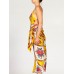 MORPHEW COLLECTION Yellow & Red Bias Cut Silk Jacquard Sagittarius Multi-Way Scarf Dress