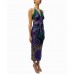 MORPHEW COLLECTION Purple & Green Silk Twill Floral Print Scarf Dress Made From  Vintage Scarves