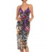 MORPHEW COLLECTION Purple & Grey Multicolored Silk Twill Jungle Print Scarf Dress Made From FENDI Vintage Scarves