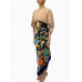 MORPHEW COLLECTION Navy Blue & Beige Silk Sea Life Print 2-Scarf Dress Made From Vintage Scarves