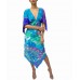 MORPHEW COLLECTION Blue & Purple Silk Floral 2-Scarf Dress Made From Pierre Cardin Vintage Scarves