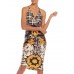 MORPHEW COLLECTION Black, White & Gold Silk Twill Status Print Scarf Dress Made From Vintage Scarves