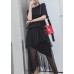 Women black cotton clothes patchwork tulle Maxi summer Dresses