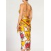 MORPHEW COLLECTION Yellow & Red Bias Cut Silk Jacquard Sagittarius Multi-Way Scarf Dress