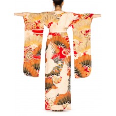 MORPHEW COLLECTION Hand Painted Silk Wrap Dress Made From An Antique 1920S Japanese Kimono