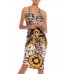 MORPHEW COLLECTION Black, White & Gold Silk Twill Status Print Scarf Dress Made From Vintage Scarves