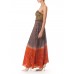 MORPHEW COLLECTION Hand Dyed Shibori Silk & Metalilc Gold Indian Embroidered Strapless Gown