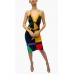 MORPHEW COLLECTION Black, Yellow, Green & Red Silk Geometric Scarf Dress Made From Louis Feraud Vintage