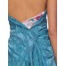 MORPHEW ATELIER Aquamarine Blue Rayon & Silk Damask Strapless Asymmetrical Gown