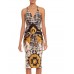 MORPHEW COLLECTION Black, White & Gold Silk Twill Status Print Scarf Dress Made From Vintage Scarves