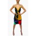 MORPHEW COLLECTION Black, Yellow, Green & Red Silk Geometric Scarf Dress Made From Louis Feraud Vintage