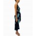 MORPHEW COLLECTION Black & Blue Multicolored Silk Twill Print Scarf Dress Made From Vintage Scarves