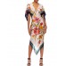 MORPHEW COLLECTION White Multicolored Silk Botanical Print With Borders Scarf Dress