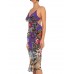 MORPHEW COLLECTION Purple & Grey Multicolored Silk Twill Jungle Print Scarf Dress Made From FENDI Vintage Scarves