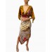 MORPHEW COLLECTION Gold Multi Silk Status & Scenic Print 2-Scarf Dress Made From Vintage Scarves