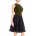 MORPHEW ATELIER Black & Green Silk Cotton Velvet Dress With Ruffled Tulle Skirt