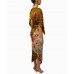 MORPHEW COLLECTION Gold Multi Silk Status & Scenic Print 2-Scarf Dress Made From Vintage Scarves