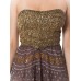 MORPHEW COLLECTION Hand Dyed Shibori Silk & Metalilc Gold Indian Embroidered Strapless Gown