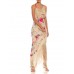 MORPHEW COLLECTION Beige Bias Cut Fringed Dress Made From 1920S Hand-Embroidered Silk